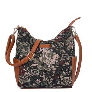 Women’s Vintage Tapestry Hobo Bag with Vegan Leather Trim | Shoulder & Crossbody